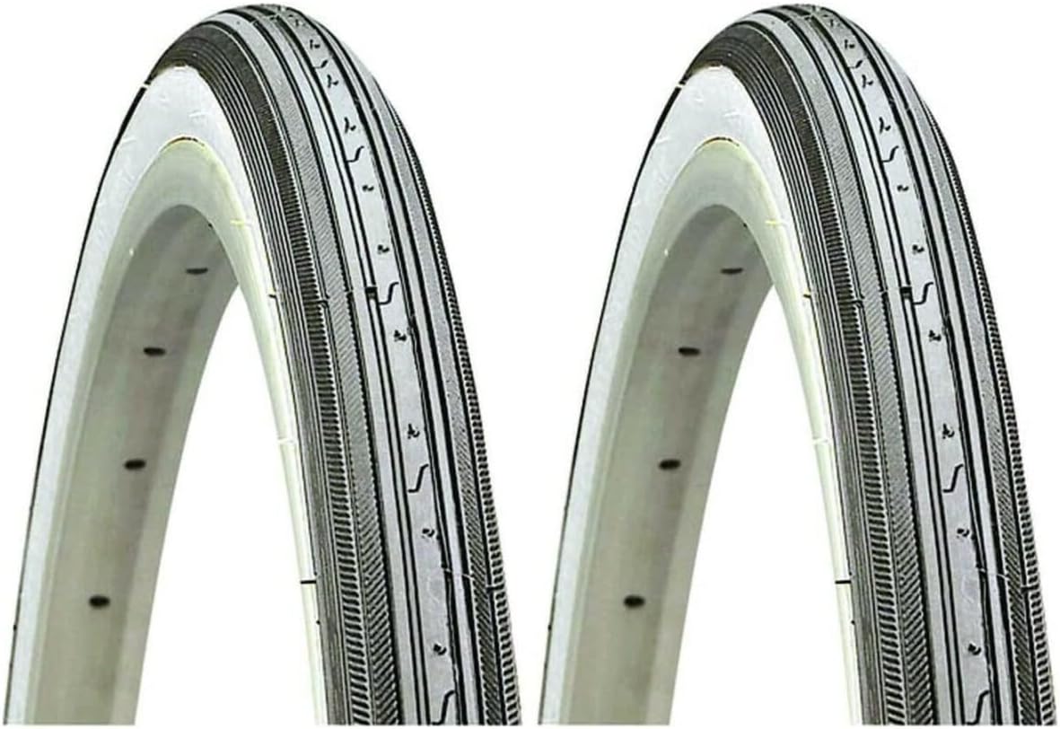 Kenda K34 27 x 1-1/4" White Wall Road Bike Tires, Wire Bead - Pair (2 Tires)
