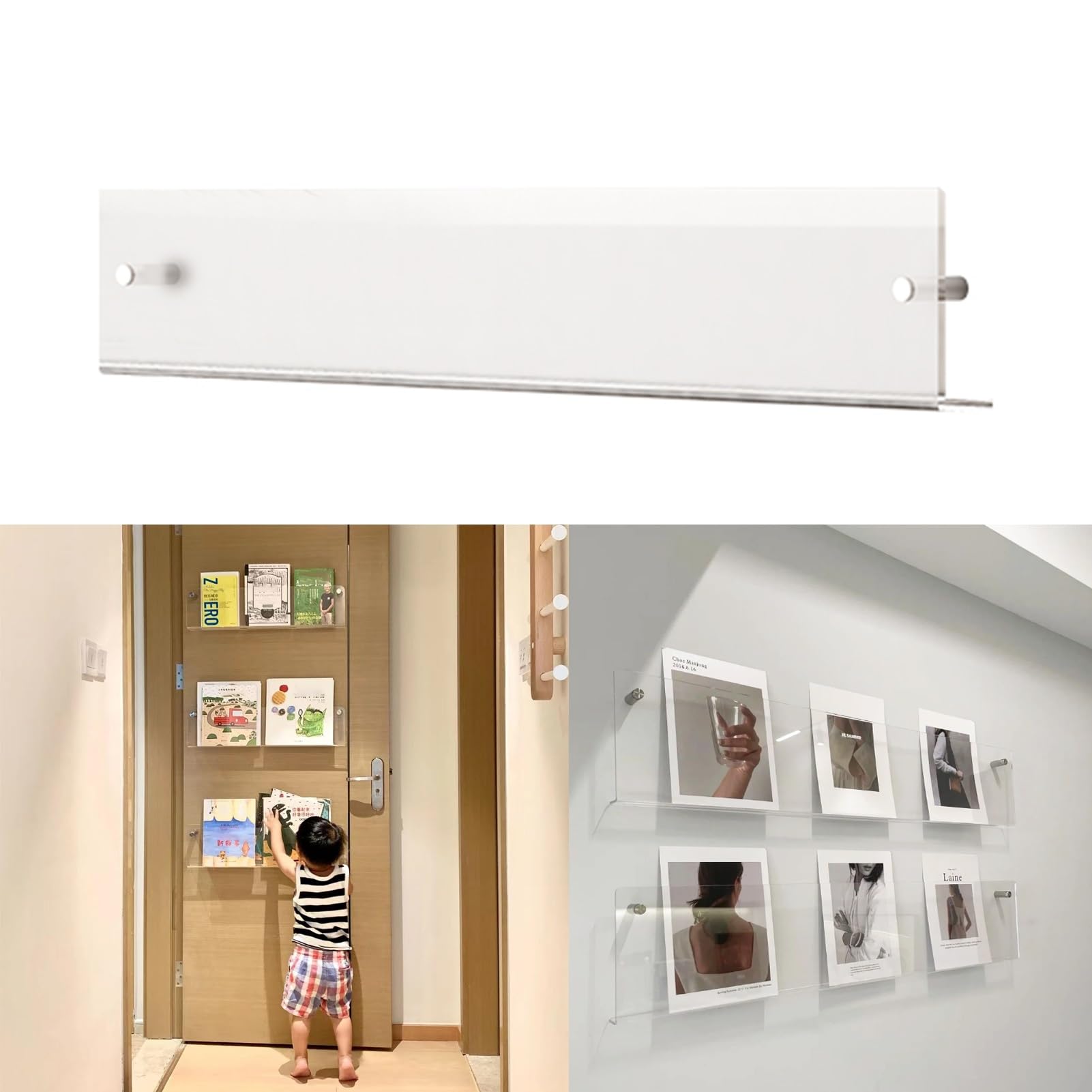 CGCSYZ School Home Magazine Rack/Bookshelves, Clear Acrylic Brochure Comics Newspaper Holder Stand with Accessories, Wall Mounted Storage Holder (80cm(31 1/2)