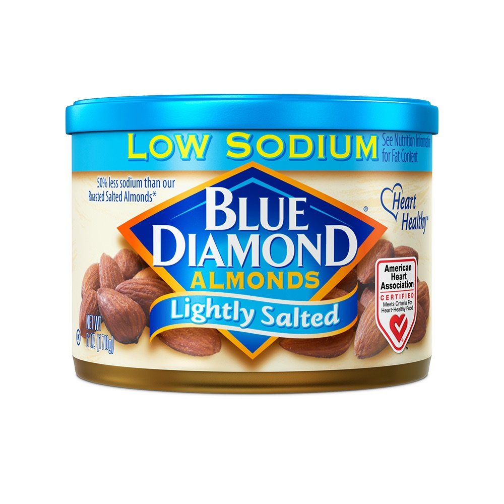 Blue Diamond Almonds, Lightly Salted Low Sodium Snack Nuts, 6 Ounce Can