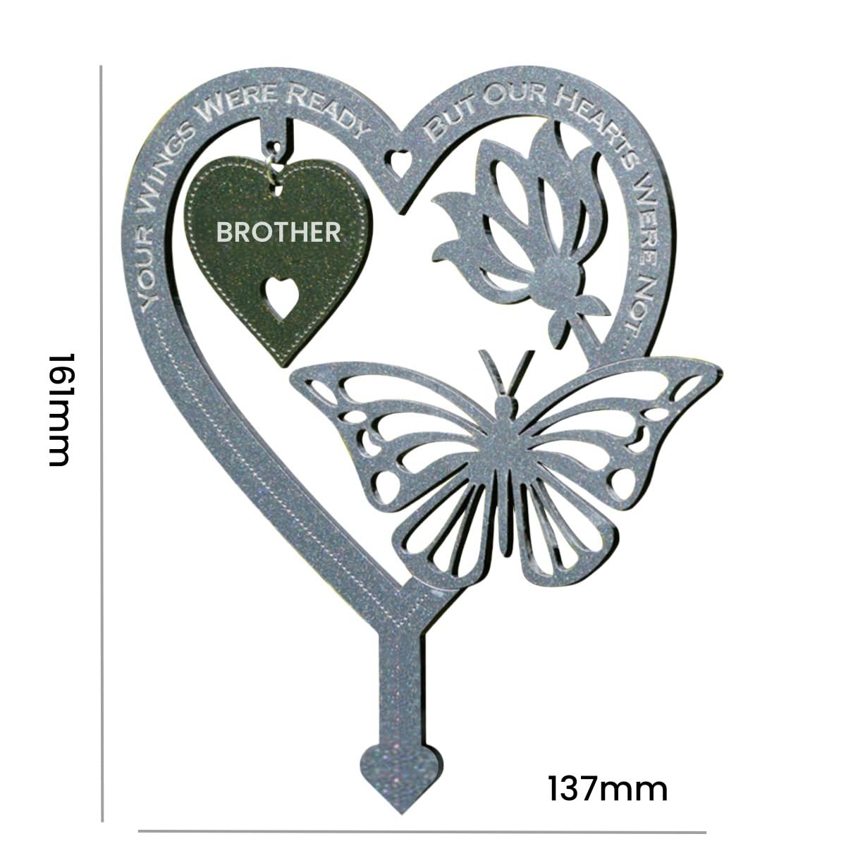 Garden Memorial Plaque for Brother Garden Stakes Grave Markers Cemetery Weatherproof Inserted Yard Sign Heart Shaped With Butterfly Flower Ornament Memorial Plaques and Garden Signs Present - Image 4
