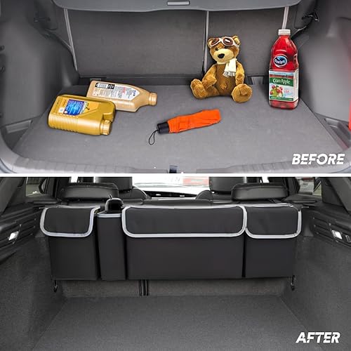Miniatura 5 de BELOMI Car Trunk Organizer, Auto Waterproof Sturdy Backseat Hanging Large Storage Collapsible Cargo Bag with Anti-Slip Adjustable Strip&4 Pockets,