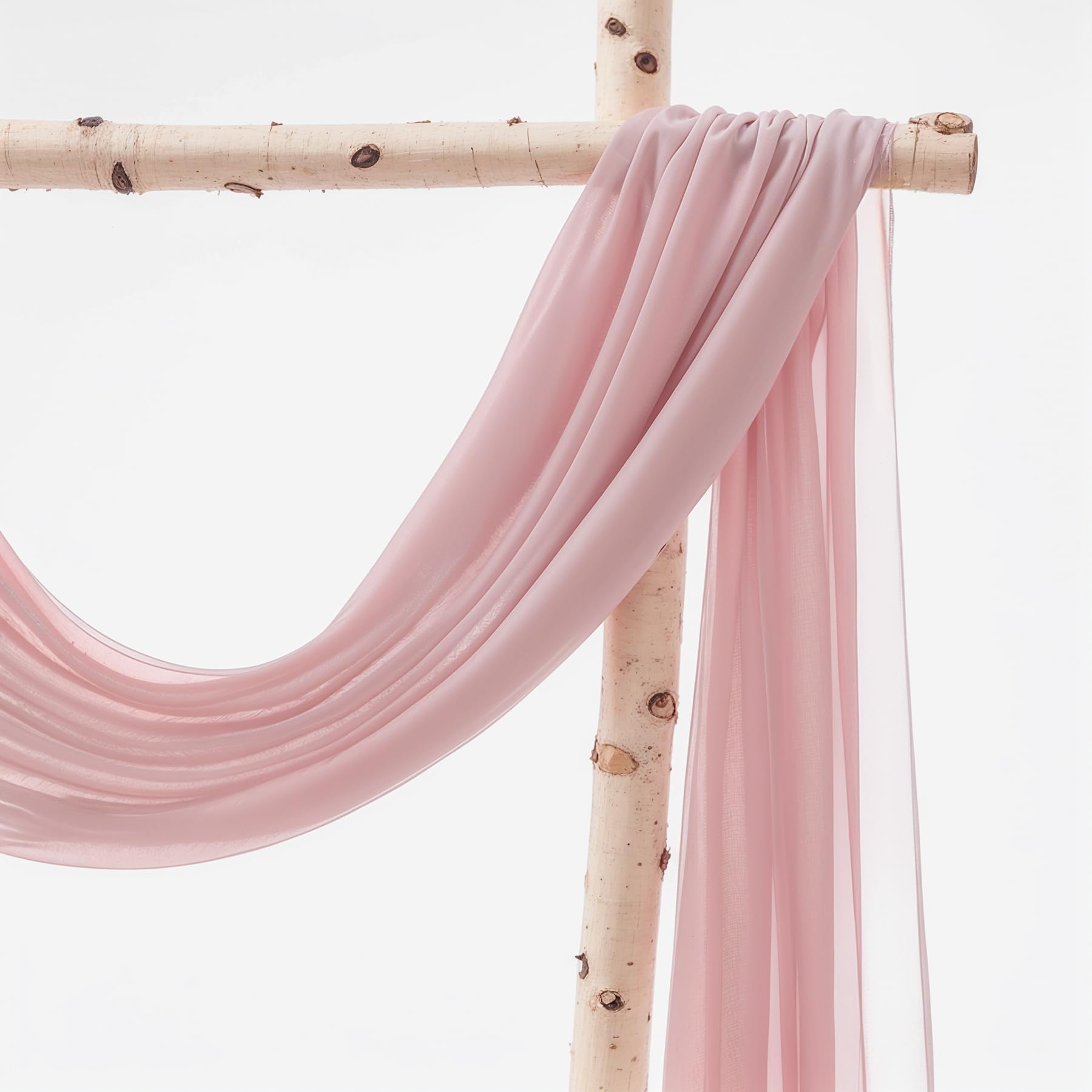Vorhang für Hochzeitsbögen, 2 Paneele, 4,7 m, durchscheinender Hintergrund, Chiffon-Stoff, Vorhang, Voile, Schals, Drapierpaneele für Hochzeit, Torbogen, Zeremonie, Vorhang, Volant, Party-Dekoration