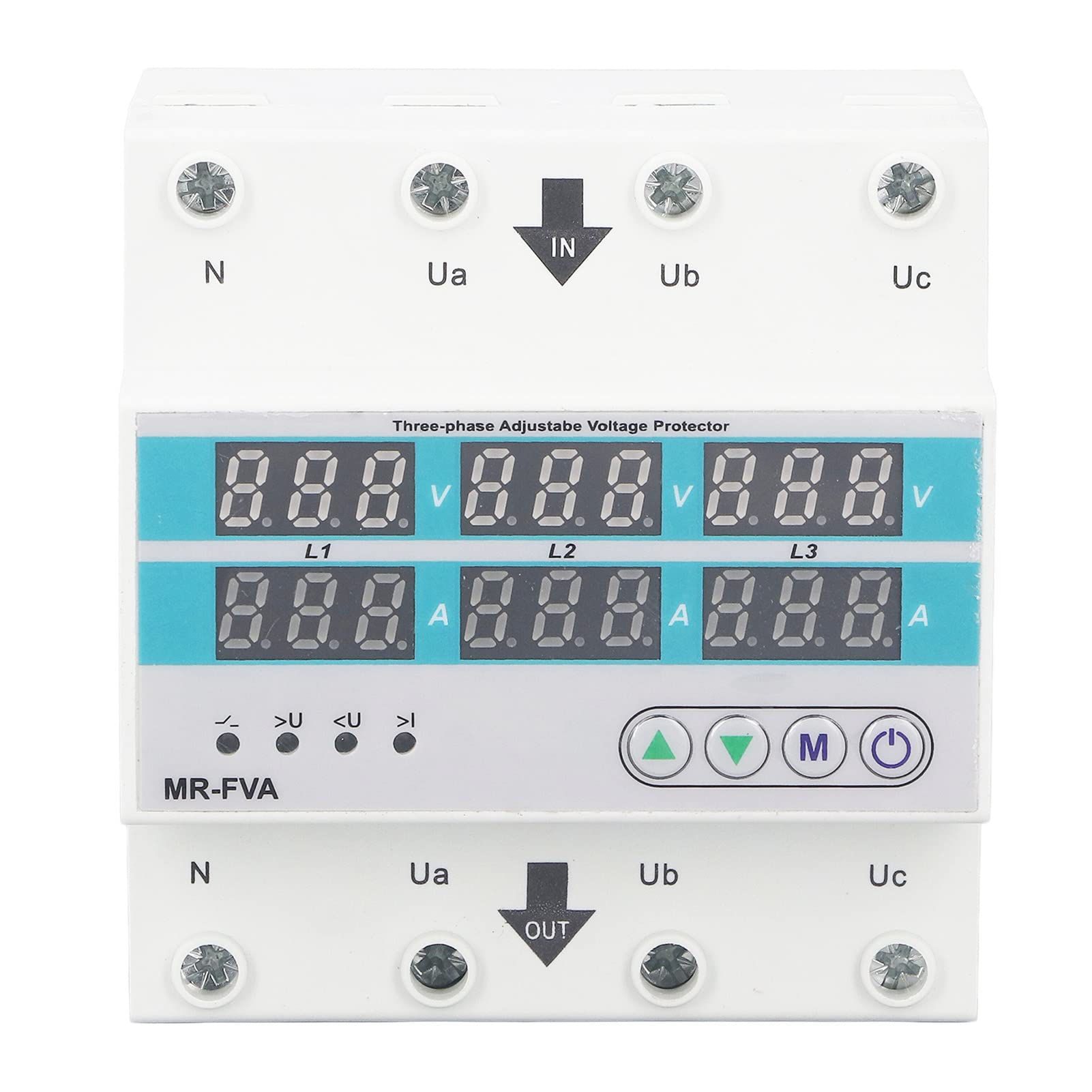 DAUZ Under and Over Voltage Protector, Smart Chip 3 Phase Adjustable Voltage Protector for Shopping Mall (63A)