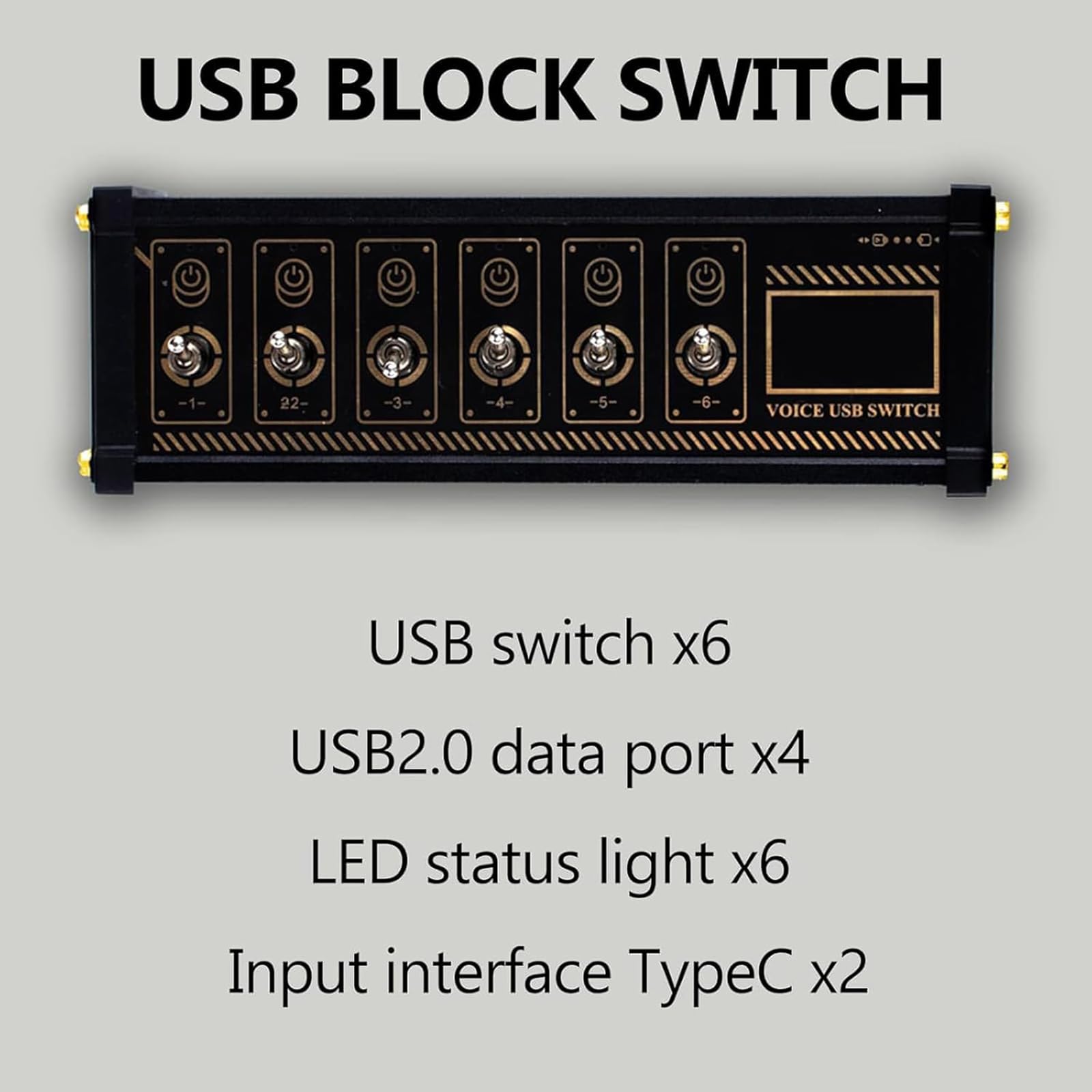 6-portowa stacja dokująca USB, 6-portowy przełącznik USB z 6 indywidualnymi przełącznikami, wydajna transmisja danych i adaptacyjna moc wyjściowa, do telefonów, tabletów i gadżetów