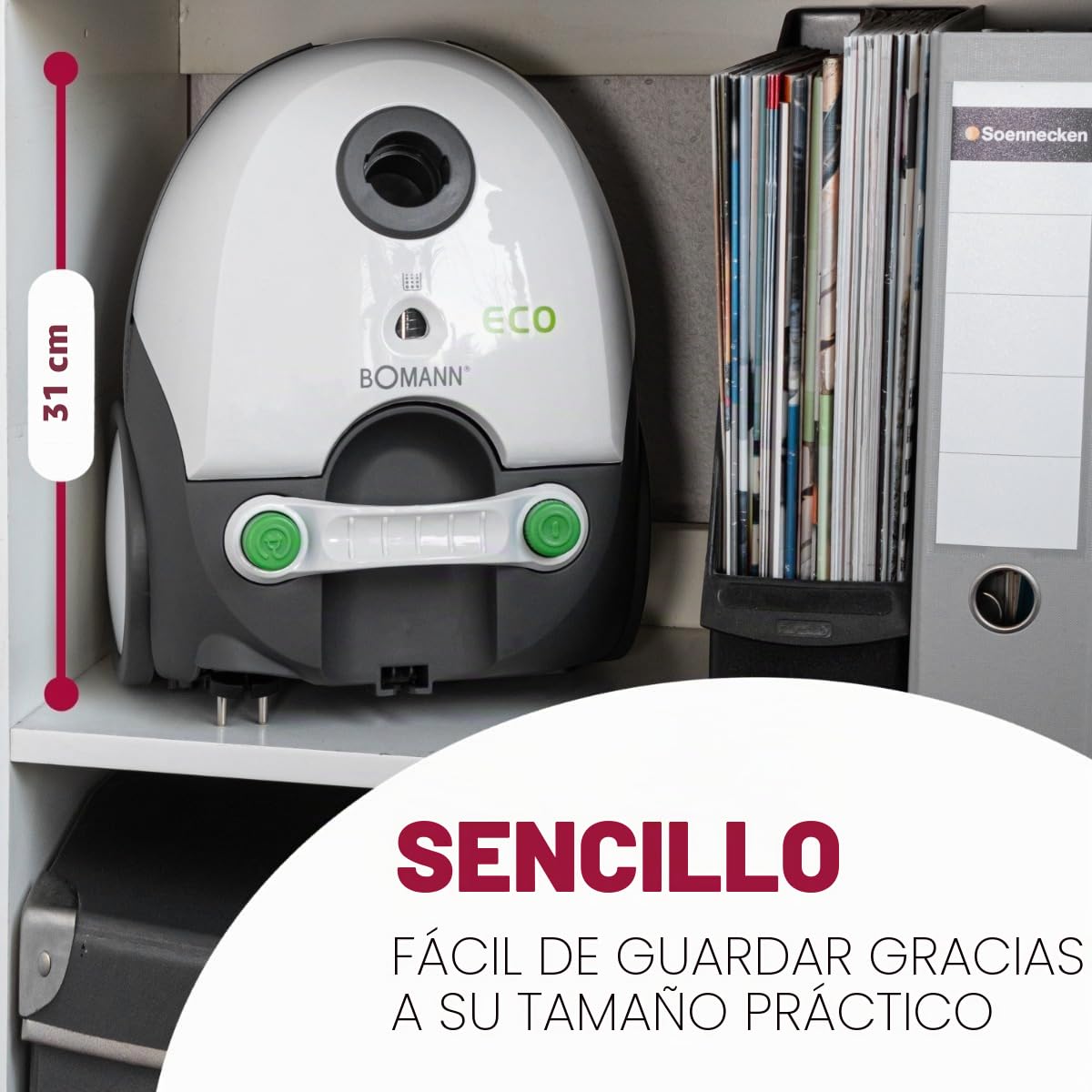 Bomann BS9019CB - Aspirador con Bolsa - 700 W - Tubo telescópico de Acero Inoxidable - Microfiltro - Blanco/Gris