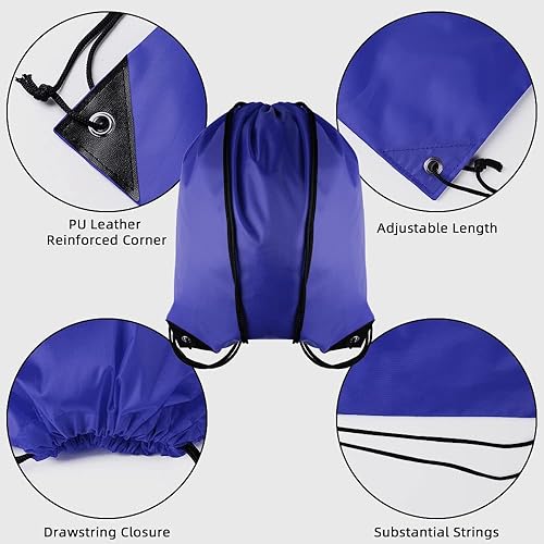 Miniatura 6 de GoodtoU Mochila con cordón Bolsas de cincha Bolsas de cordón Bolso de deporte de cuerda de nylon a granel, Azul Real, Deportes