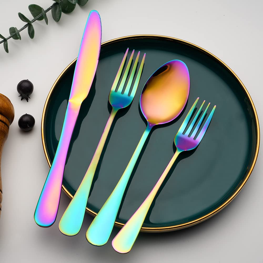 Buyer Star - Set Di Posate Arcobaleno, In Acciaio Inox, Con Set Di