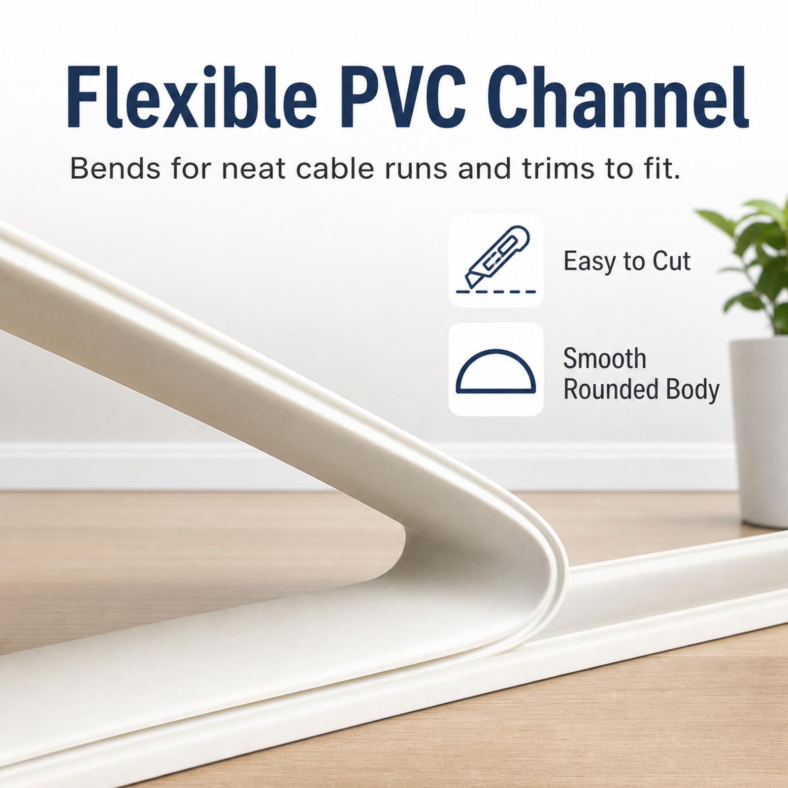 Canaline da Pavimento in PVC,Canalina per Cavi da Pavimento,Canalina Copricavo Semicircolare,Protegge i Cavi,Flessibile,Facile da Tagliare,per Officina,Magazzino e Garage