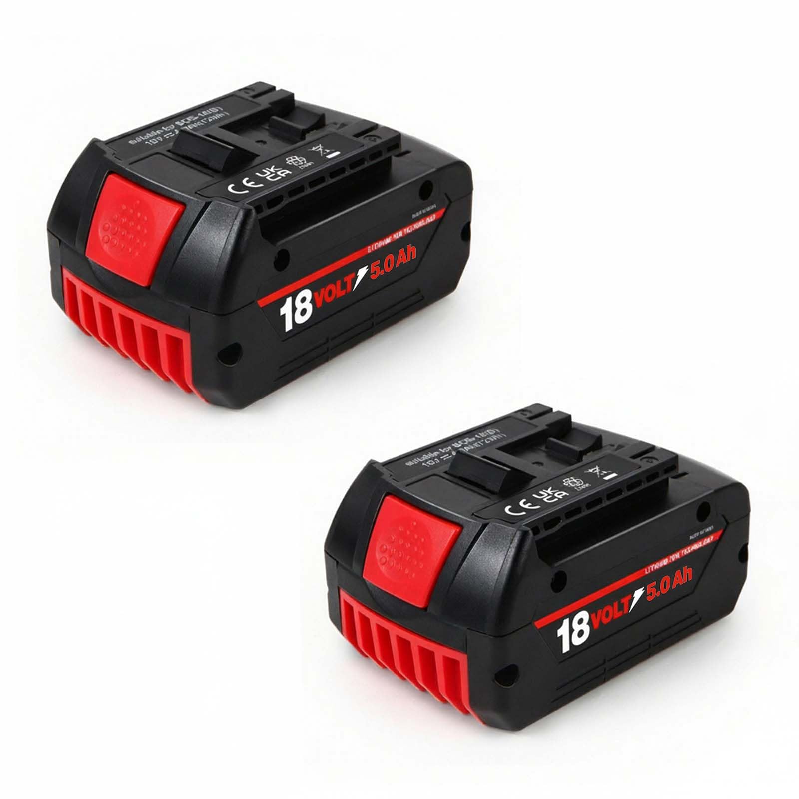 Paquete doble de baterías de repuesto de 18 V 5.0 Ah para herramientas inalámbricas Bosch de 18 V compatibles con BAT609 BAT618 BAT619G indicador LED de iones de litio mejorado