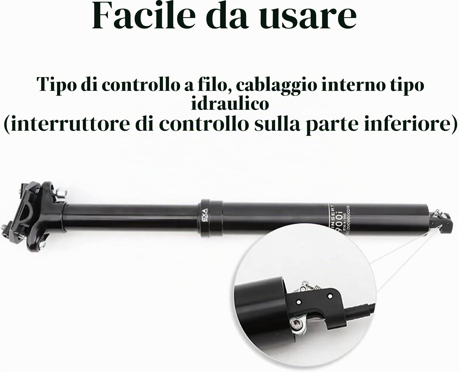 Reggisella Telescopico Ammortizzato 30,9/31,6 mm, Tubo Sella Regolabile Idraulico con Percorso Interno per Bici da Città ed Elettrica