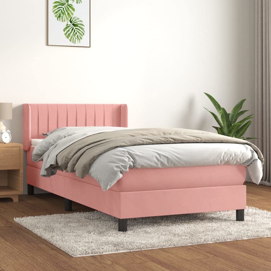 Samt verstellbares Kopfteil Boxspringbett Rosa 80 x 200 cm