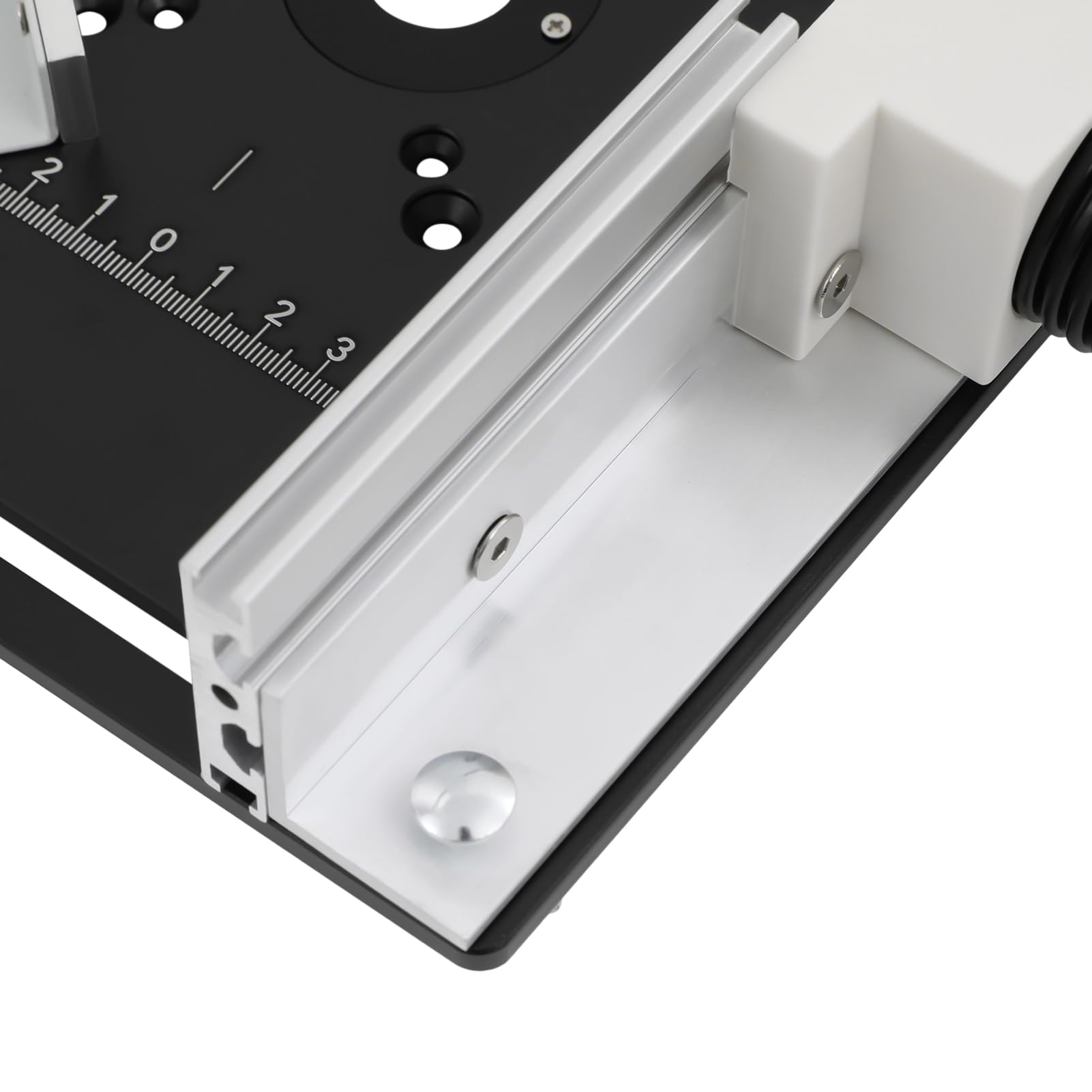 Frästisch Einlegeplatten Router Table Insert Plate Tischfräse Einlegeplatte für Oberfräsen Aluminiumlegierung mit Klarer Skala Gehrungslehre 180° Gedreht Werden 24 * 20cm Schwarz