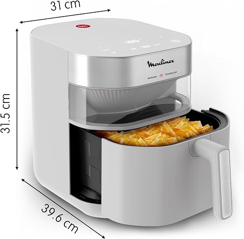 Moulinex EZ831GF0 Easy Fry Infrared, air Fryer, Résultats croustillants, Technologie infrarouge Deep (57877031), Refer to The Sheet, Nube Grey - 9