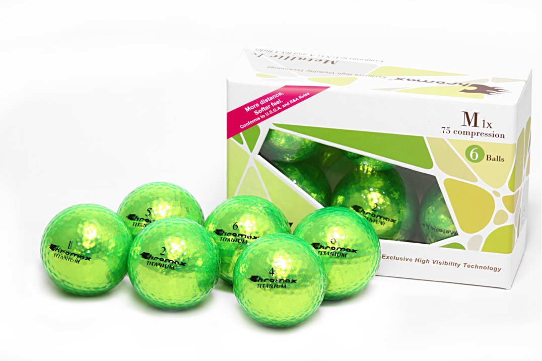 Best Impressions Chromax Metallic M1X Golf Balls - 6 Ball Pack (Metallic Green, Non-Personalised)