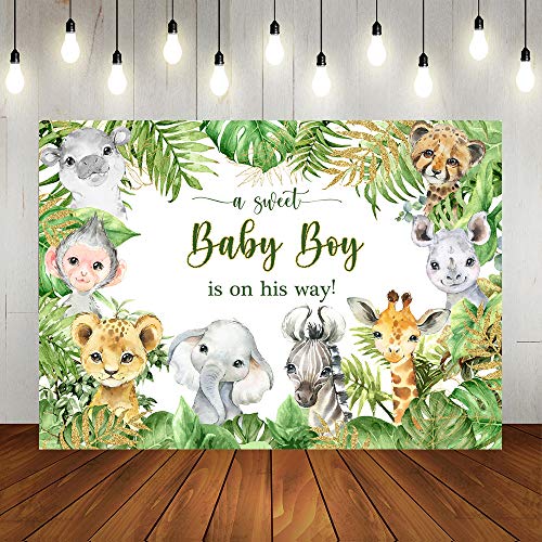 Lofaris Safari Baby Shower Backdrop for Photography Jungle Animals Baby Shower Background Newborn Baby Party Decorations for