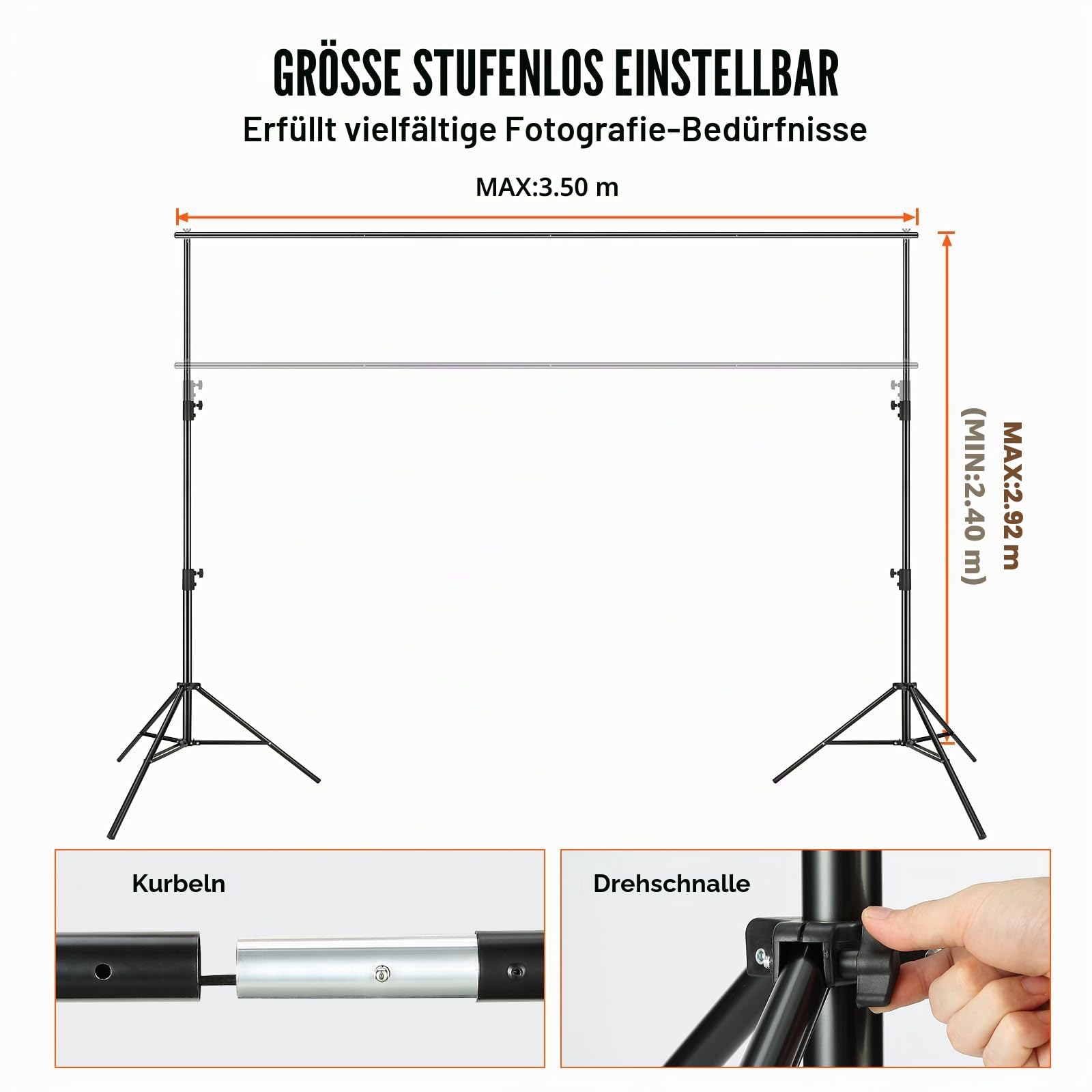 Vevor Fotohintergrund Professioneller Fotografie Hintergrund 3048 x 3048 mm Hintergrundstoffgröße Studio-Requisiten Hintergrund Verstellbar – Bild 3