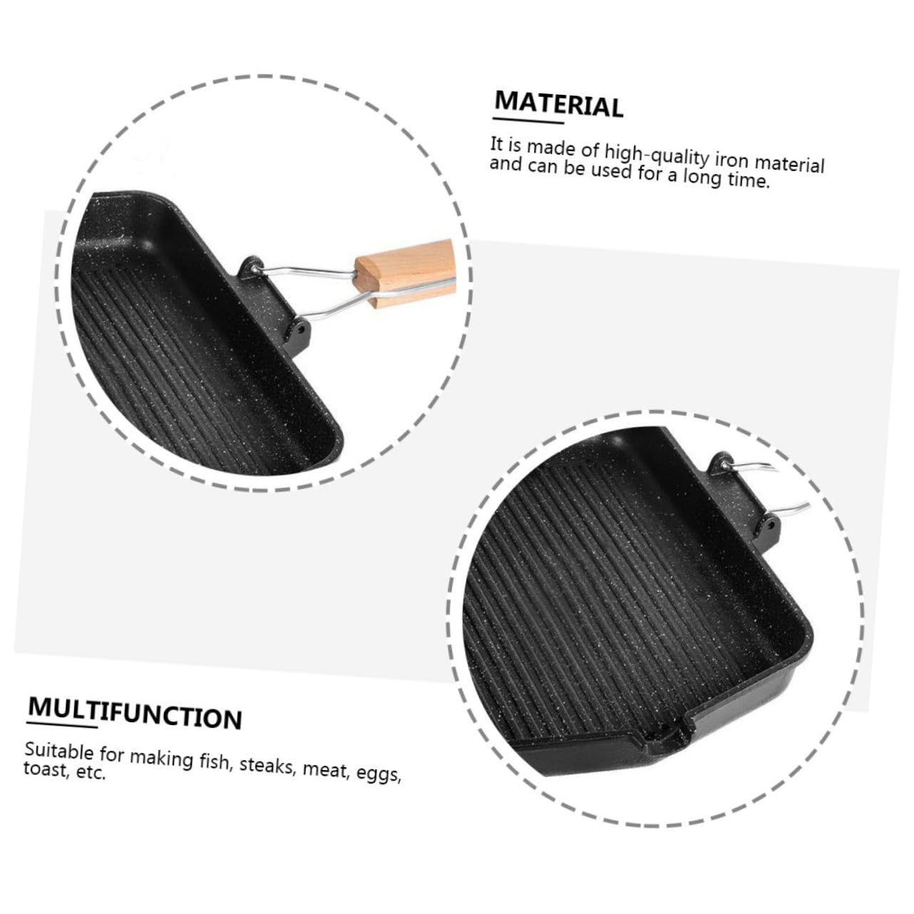 MAGICLULU Grillpfanne Antihaftbeschichtet Für Grill Toastpfanne Quadratisch Aus Bratpfanne Haushaltsgrill Mit Klappbarem Griff Grillplatte Für Snacks Und Backform