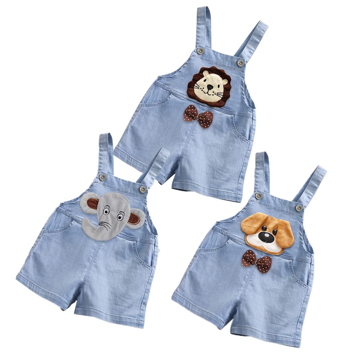 Salopette corte estive per bambini, in denim, 6-12 mesi, 2, 3 anni, per bambini, estive, pantaloni corti in denim cotone