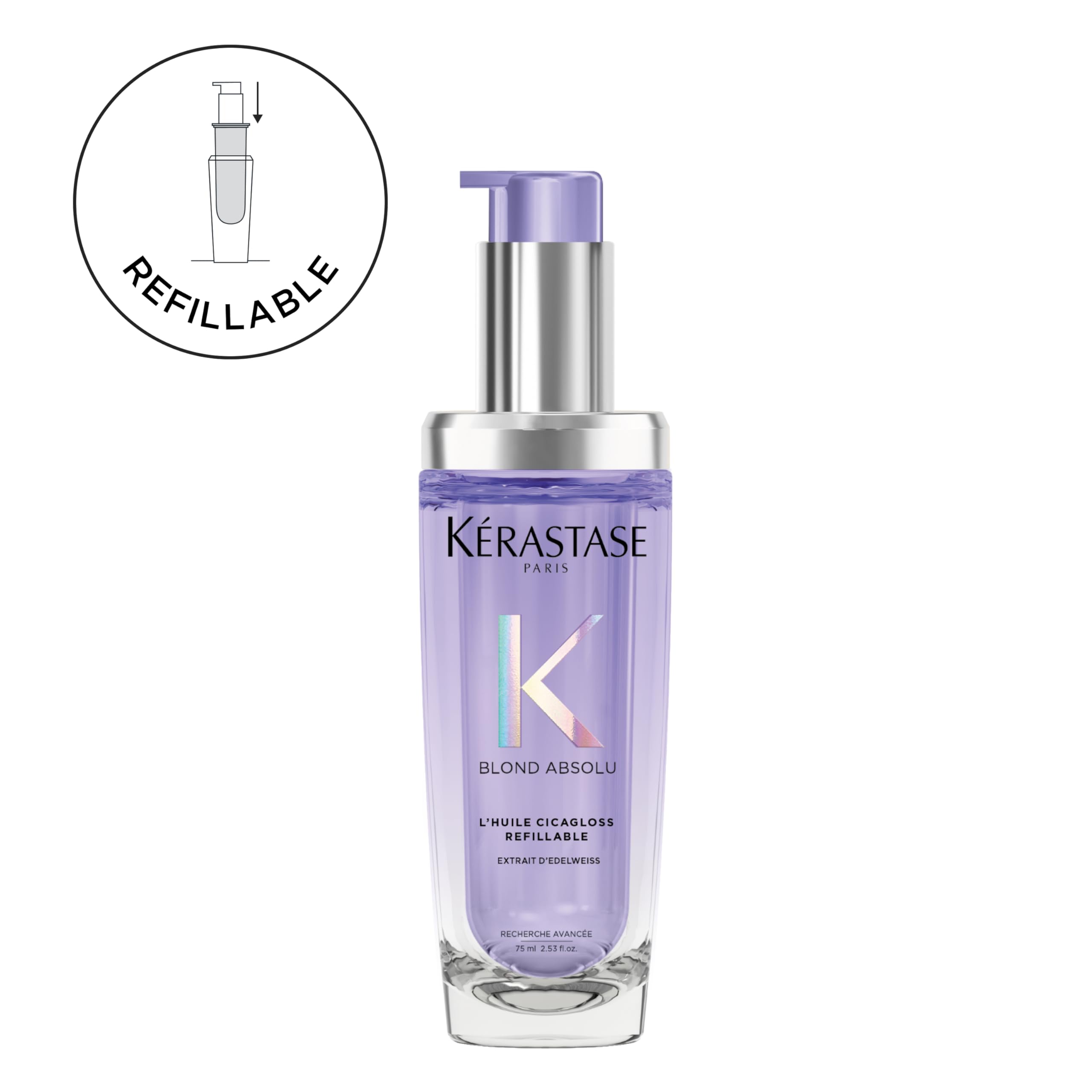 Kérastase Blond Absolu l'Huile Cicagloss, wzmacniający olejek pielęgnacyjny do włosów blond lub rozjaśnionych, regenerujący i stabilizujący do pielęgnacji włosów z ochroną przed wysoką temperaturą,