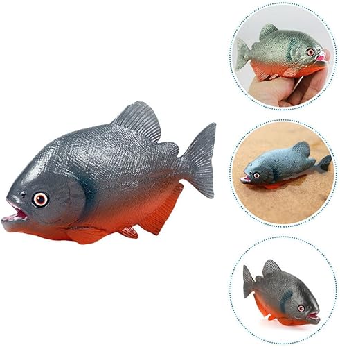 Miniatura 4 de Happyyami Modelo de peces artificiales, fábrica de peces de piraña feroz, adorno de simulación de peces falsos, figura de plástico, cognitivo para