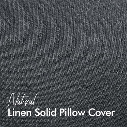 Image of 18x18 Inch Set of 2 Decorative Linen Solid Throw Pillow Covers Boho Accent Farmhouse Couch Pillowcases Modern Netural Home Decor for Couch Sofa Living Room Bed,Dark Gray