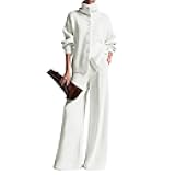 Womens Two Piece Knit Sets Long Sleeve Turtleneck Cardigan Sweatshirt Top Basics Tracksuit Outfits Casual Wide Leg Sweatpants