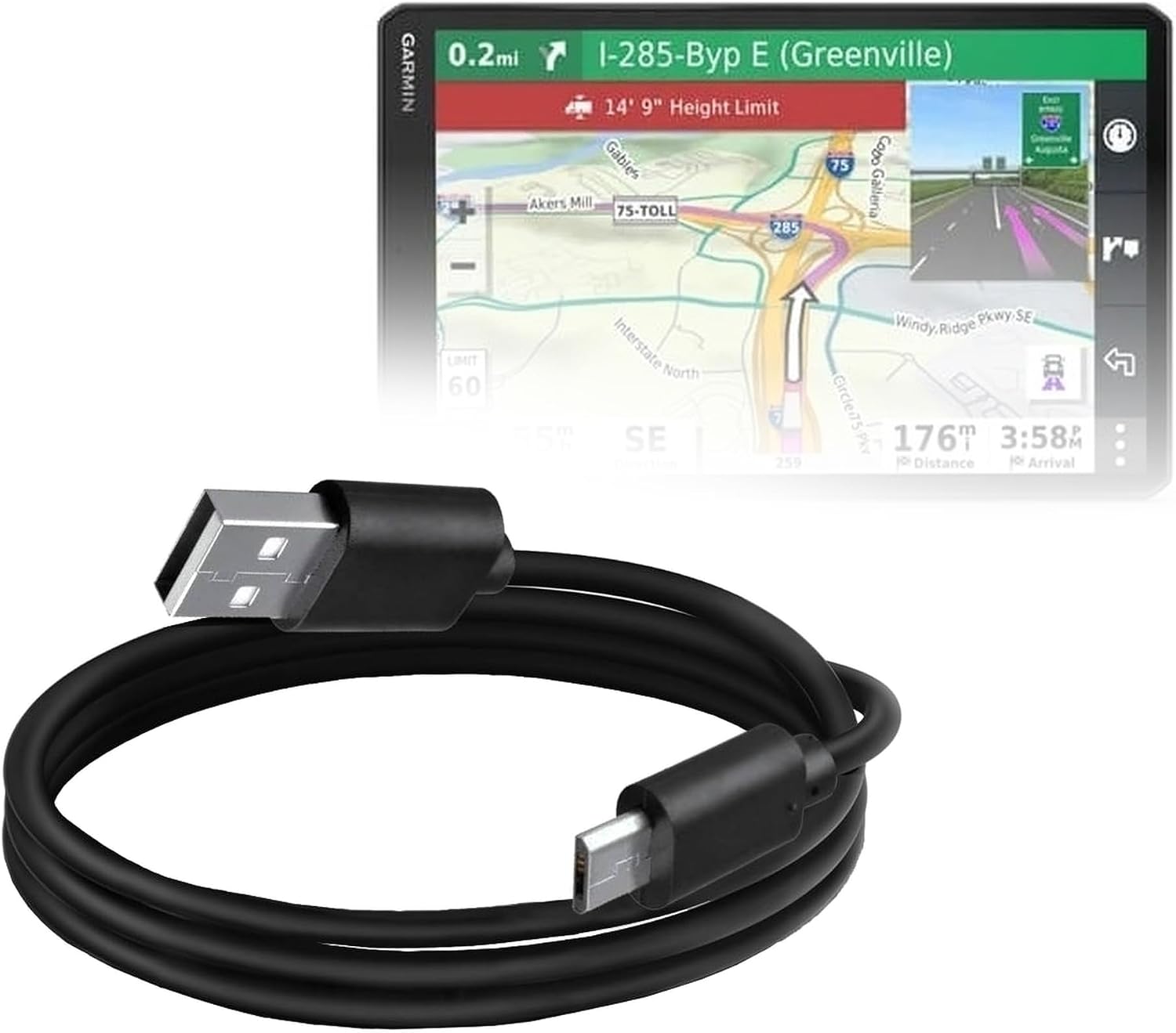 BoxWave Cable Compatible with Garmin dezl OTR1000 - DirectSync Cable, Durable Charge and Sync