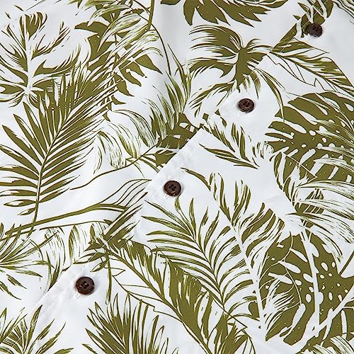 Image of American Trends High Waisted Tankini Swimsuits for Women Ruffle Tummy Control Bathing Suits, White Green Leaf, L