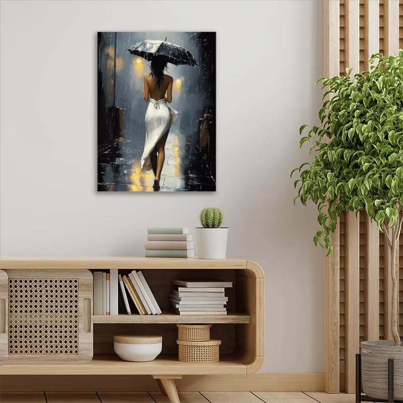 LYBCEOUG Decorazione murale urbana, stampa su tela verticale con vicolo notturno, ideale per soggiorno, bar, studio (50x70 cm/con cornice)