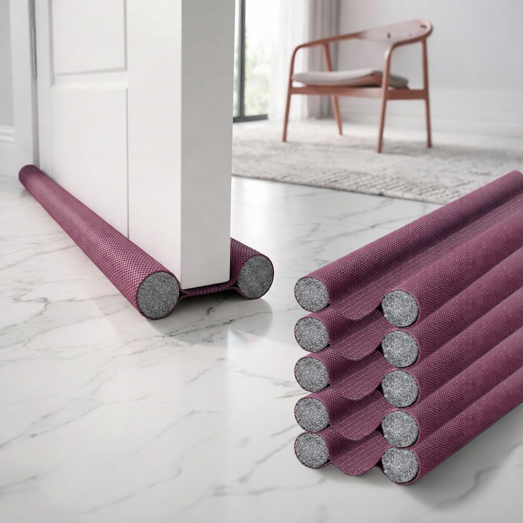 BTAG PVC Under Door Draft Stopper – Door Sweep Guard for Home | Noise, Dust & Air Blocker | Cold/Heat Insulation Gap Sealer for Doors & Windows |,(Pack of 5) (RED_39IN)