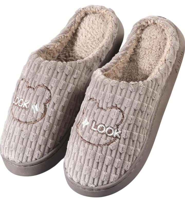 Slipper for Women and Men Winter Soft Woolen Flip Flop Slides for Girls Boys Indoor Home Bedroom Sandals for Unisex Anti Skid Carpet Slippers (8-9 Size) Brown
