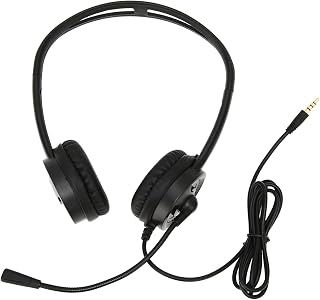 Corded Telephone Headsets with Microphone, 3.5mm On Ear Headphones Phone Headsets with Noise Cancelling Microphone for Home Office Call Center