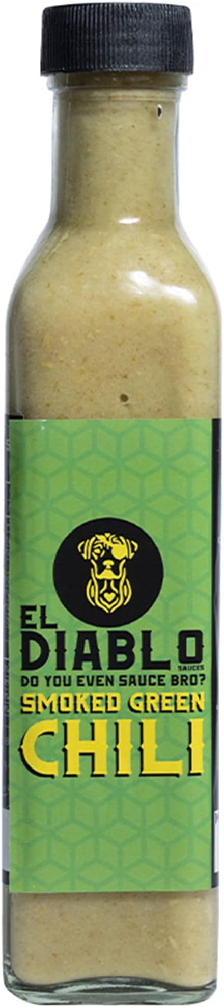 El Diablo Sauces Smoked Green Chili Premium Gourmet Spicy Hot Sauces Natural Ingredient Flavor Gluten Free Fresh Green Chilli Hot Sauces Bottle Of 240Gm