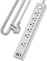 Vista 13 de Regleta de Enchufes de 6 Pies con Protector contra Sobretensiones - Cable de Extensión Yintar con 6 Tomas de CA y 3 Puertos USB para Hogar, Oficina