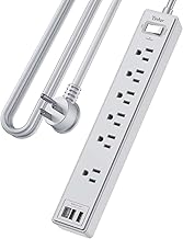 10Ft Power Strip Surge Protector - Yintar Extension Cord with 6 AC Outlets and 3 USB Ports for Home, Office, Dorm Essentials, 1680 Joules, ETL Listed, Grey
