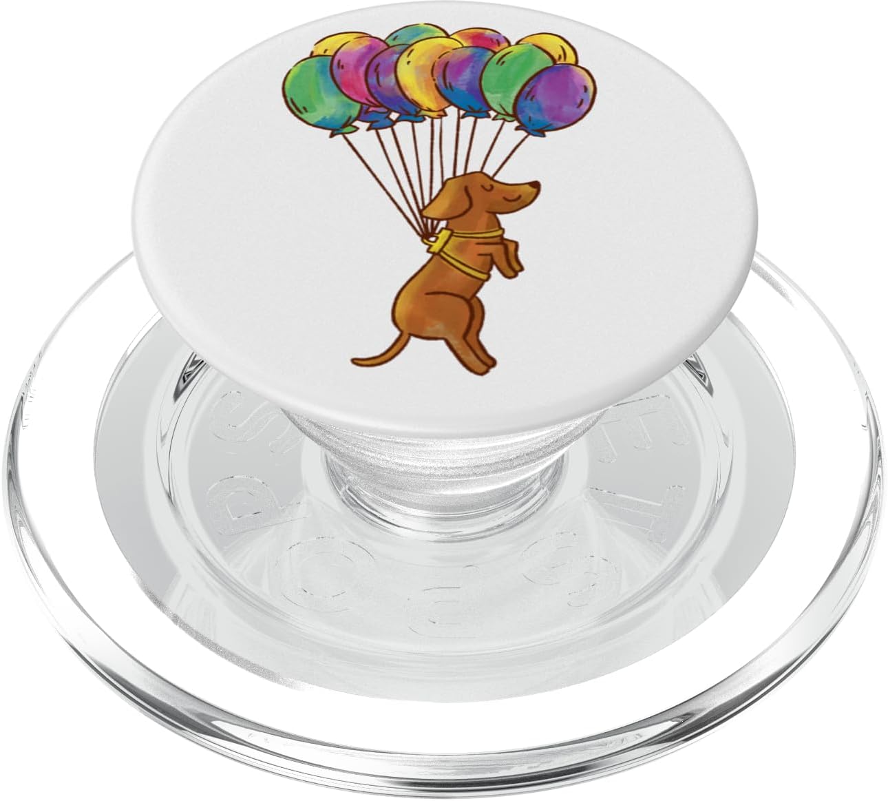 Cute Dachshund Animal Dog With Balloons Hot Air PopSockets MagSafe PopGrip for iPhone