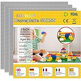 BOSHAPP Grundplatte Platten Gross 50x50 - 3 Stück Premium Große 40x40 cm Classic Bausteine Platte Set, Kompatibel mit Meisten Marken Bauplatte für Kreatives Spielen