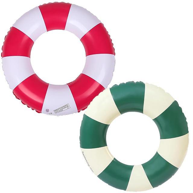 Anillo de natación Inflable, 2 Piezas Vintage a Rayas Flotador Inflable, Juguete de Agua Inflable