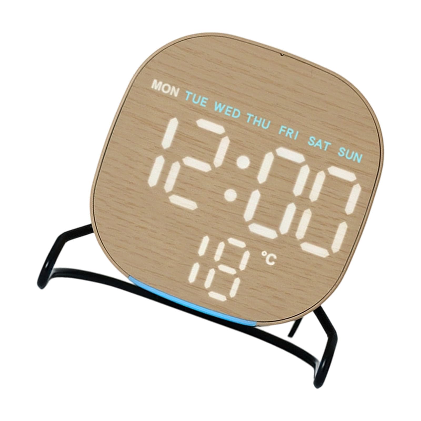 Whoasyst Contemporary Wood Grains LED Clock with Temperature Display Night Light Brightness Two Alarms Countdown Timer Electronic Clock
