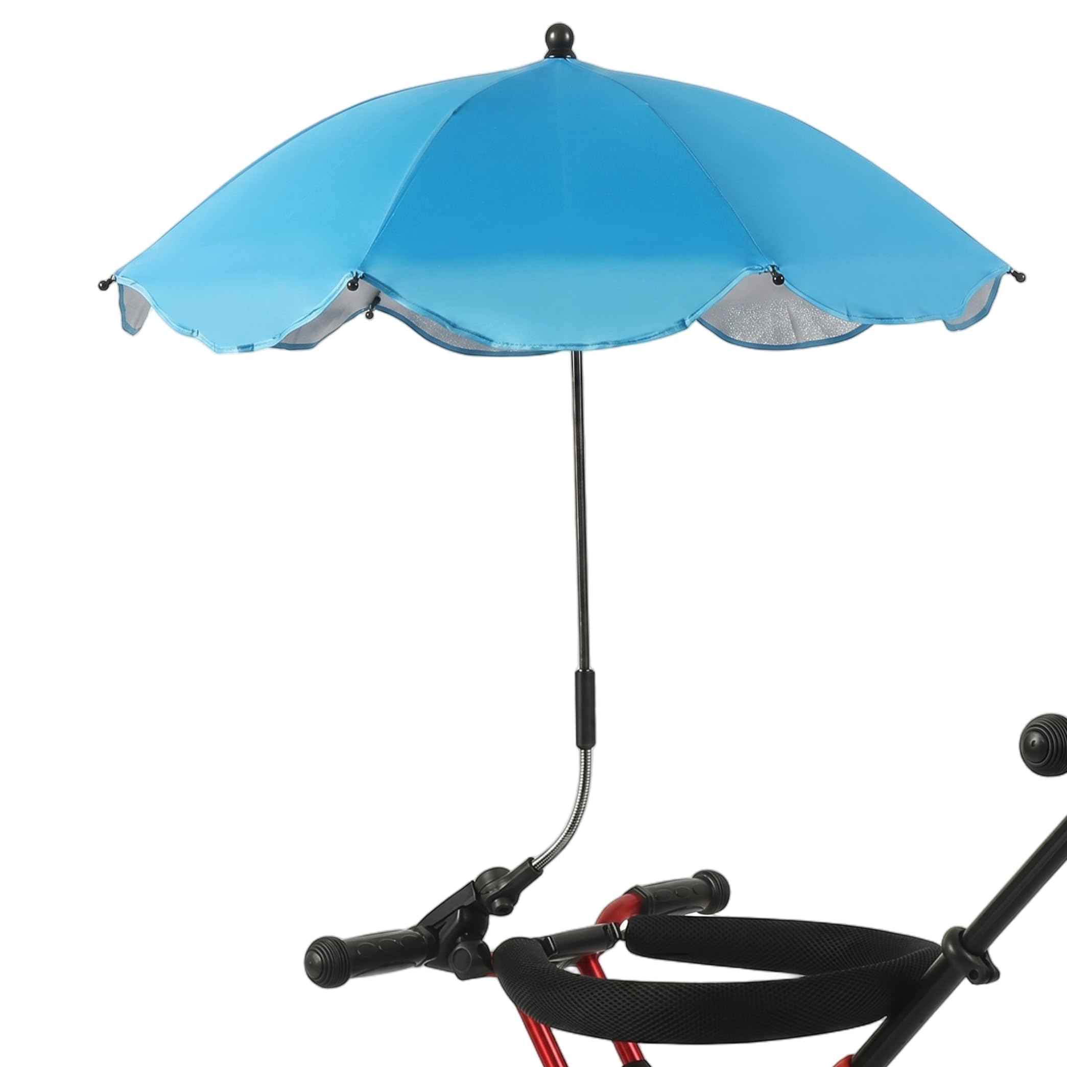 Tsawntd Stroller Parasol, 360Β° Adjustable UPF 50+ Sun & Rain Protection Stroller Umbrella with 8 Steel Ribs, Parasol Attachment for Pushchairs, Sky Blue