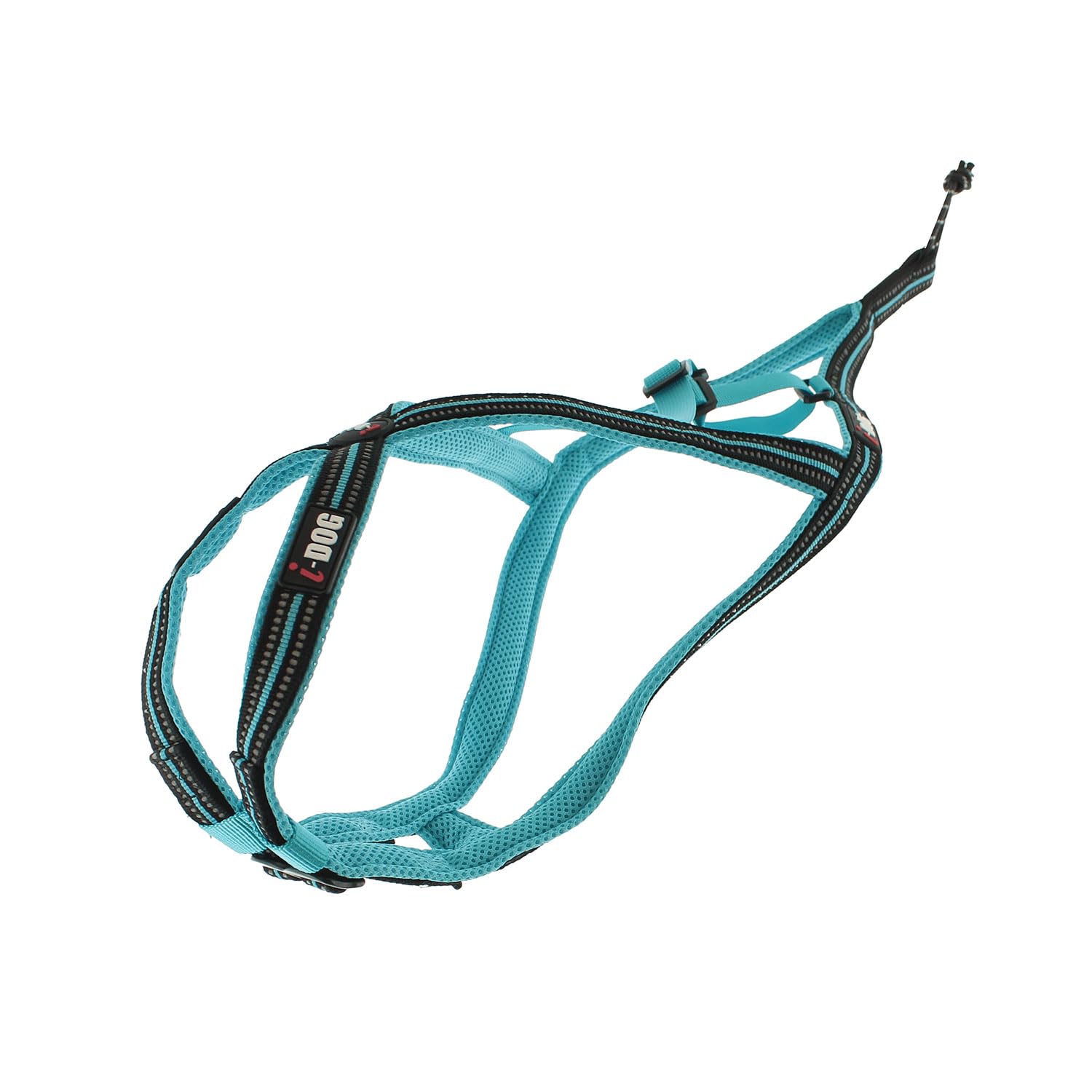 Harnais Sport X-​Back One pour Courir avec Son Chien, Encolure et Dos réglable pour activité CANI Cross, CANI Jogging, CANI Trail, CANI Rando I-​DOG est Une Marque Française. (Bleu, S)