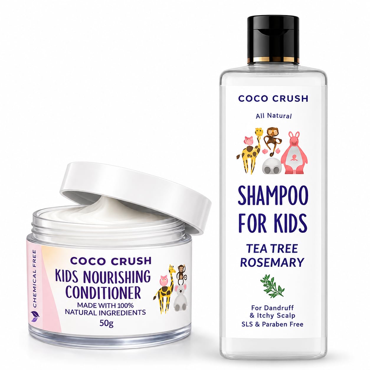 Coco Crush Kids Conditioner & Anti-Dandruff Shampoo Combo (2-15 years) | Ayurvedic & Tear-Free Formula | Soothes Itchy Scalp, Smooths Frizzy Hair | Sulphate & Paraben Free | Value Pack (200 ( 2x100 ) ml)-picture-44