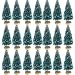 Mini Sisal Snow Frost Trees Winter Mini Pine with Wood Base Bottle Brush Trees Plastic Winter Snow Ornaments Tabletop Trees for Christmas Decoration and Display (48 Pieces, Size 2)
