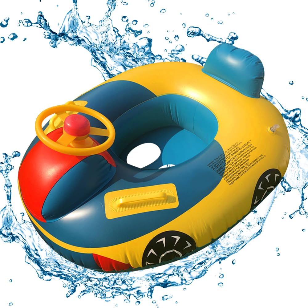 LUFEIS Flotador Bebe, Flotador Inflable para Bebé, Flotadores para Bebes, Anillo De Natación Bebe, Flotador Bebe 1 año, Flotador para Bebés con Volante, para Niños Bebés el Verano, Nadar, Piscina