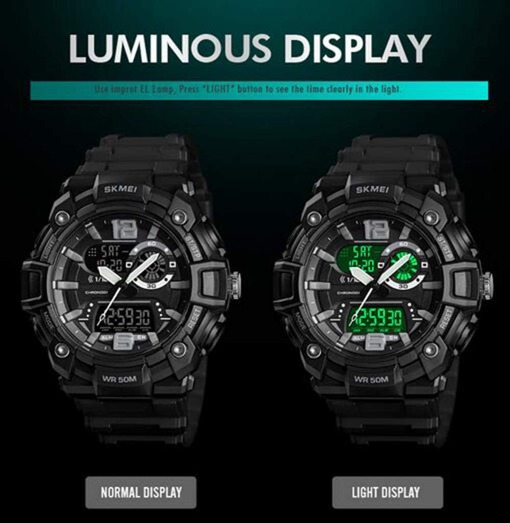 MASTOP Men Multifunction Analog Digital Wrist Watch LED Display Waterproof Outdoor Sport Tactics Watch for Men (Gold)