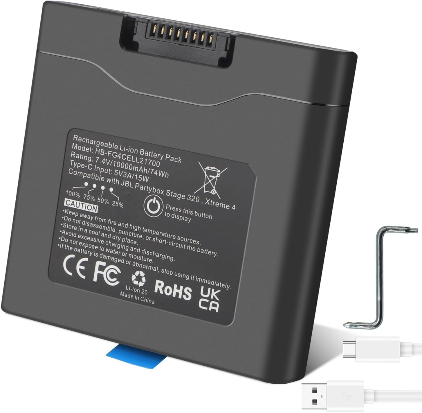 ANTIEE Xtreme 4 Battery Replacement for JBL Battery 400, Rechargeable Battery Compatible with PartyBox Stage 320 & Xtreme 4 Portable Speaker 7.4V 74Wh 10000mAh