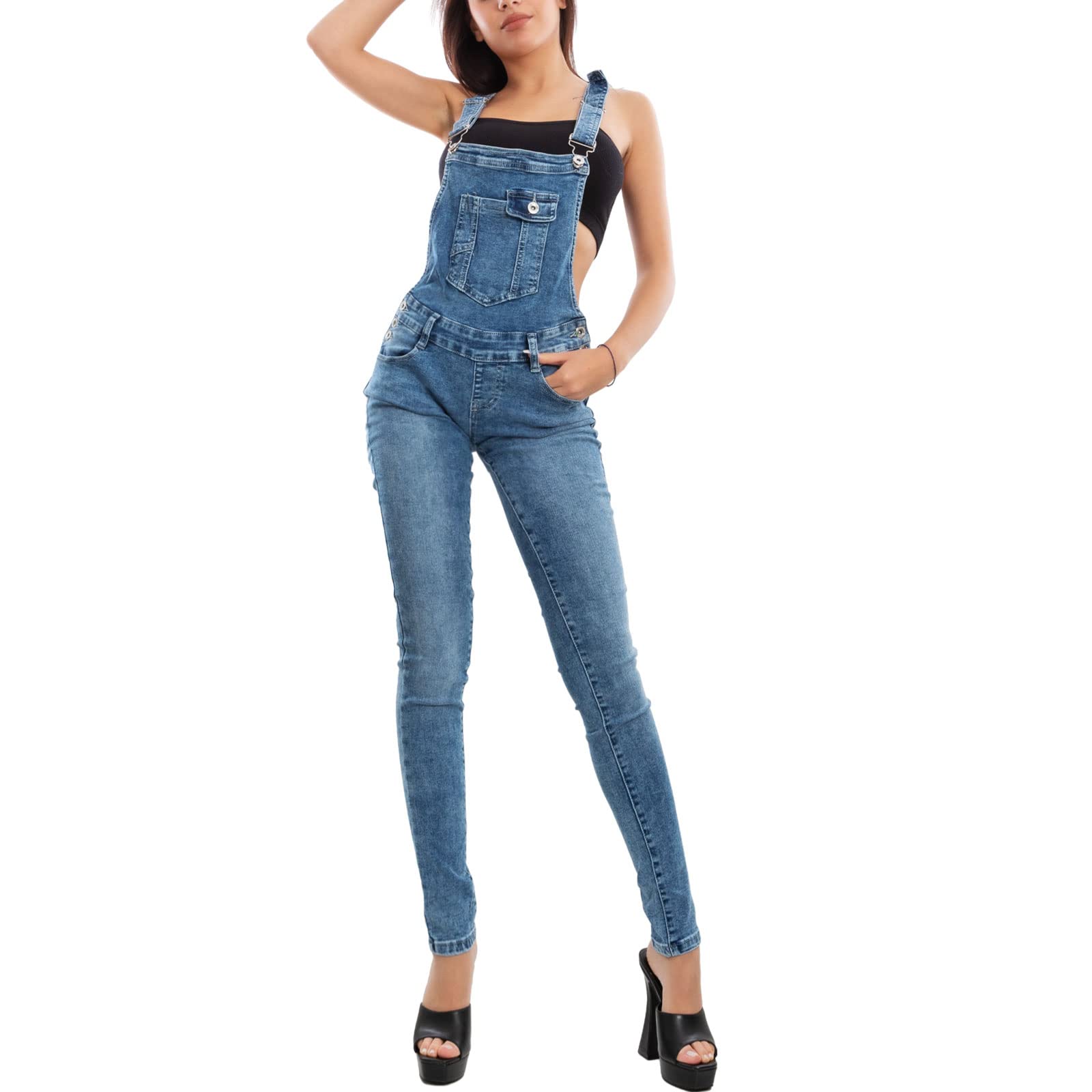 Toocool Salopette Jeans Donna Overall Tuta Intera Jumpsuit Pantaloni XM-987