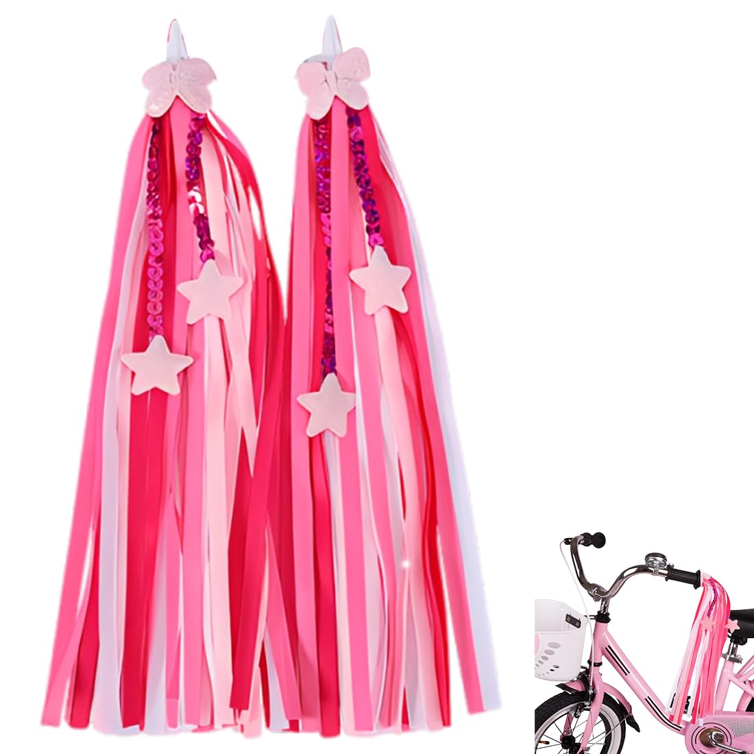 Nastri Manubrio per Bicicletta Bambini con Nastrini Decorativi e Fiocchi Colorati