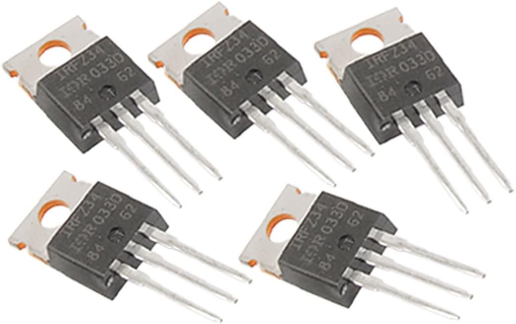 Uxcell a11080400ux0080 IRFZ34N Power MOSFET Transistor, 30A 55V, TO-220AB, 5 Piece
