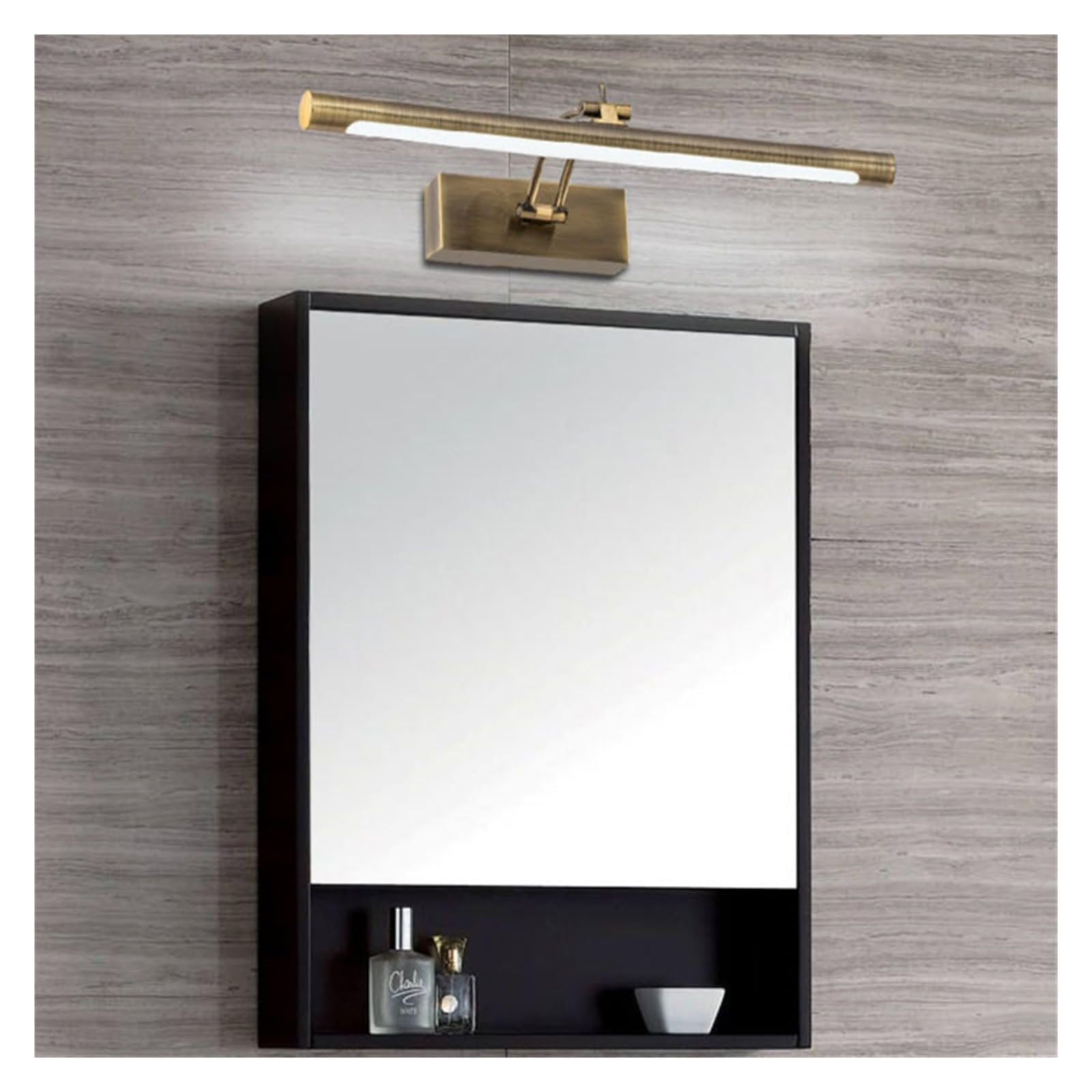 LED Wasserdichte Spiegelleuchte Winkelverstellbare Wandleuchte Home Hotel Edelstahl Badezimmerbeleuchtung Vielseitige Beleuchtung(9W 40CM,SILVER_NATURE)